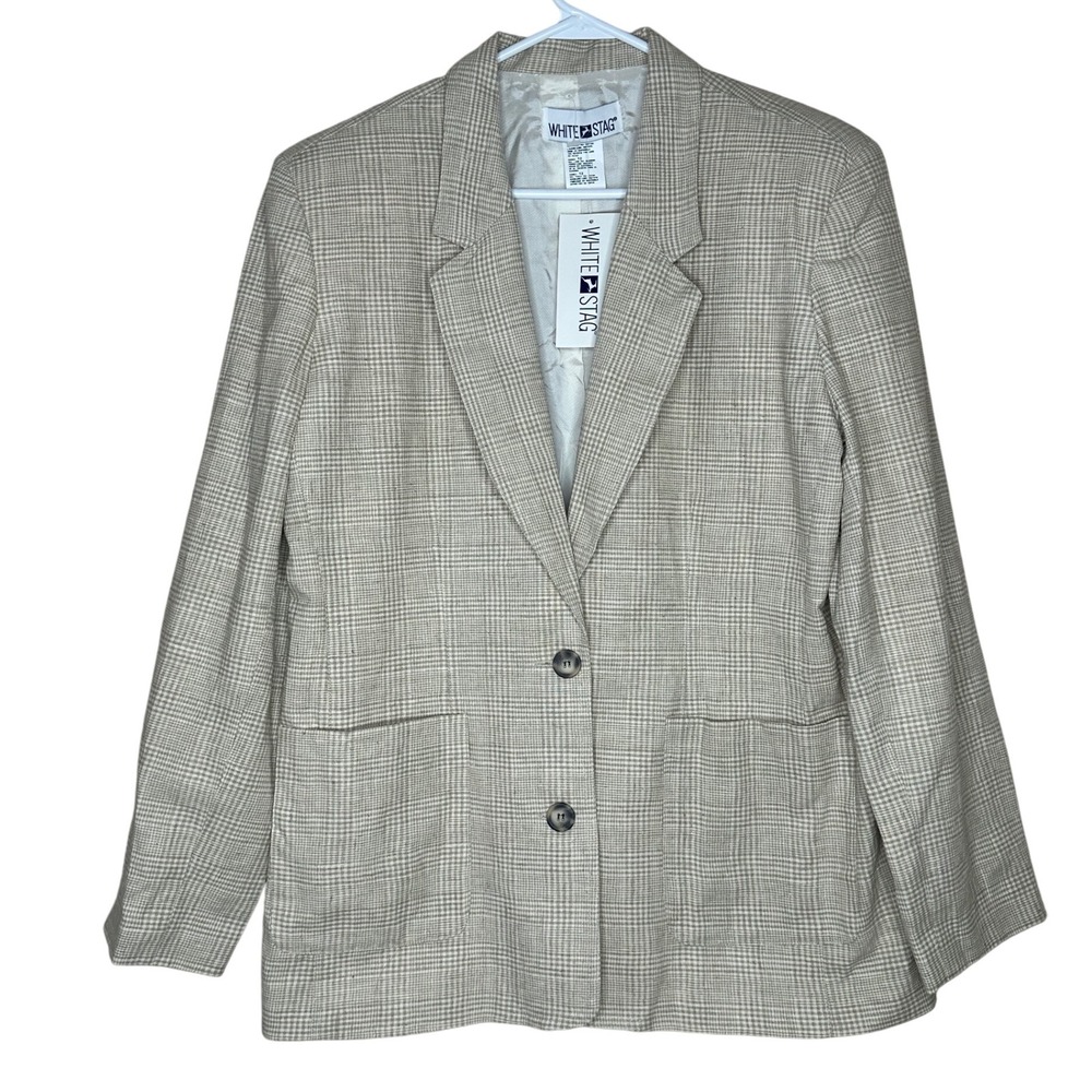 White‎ Stag VTG NWT Women's 12 Linen Blend Blazer Preppy Old Money Quiet Luxury
